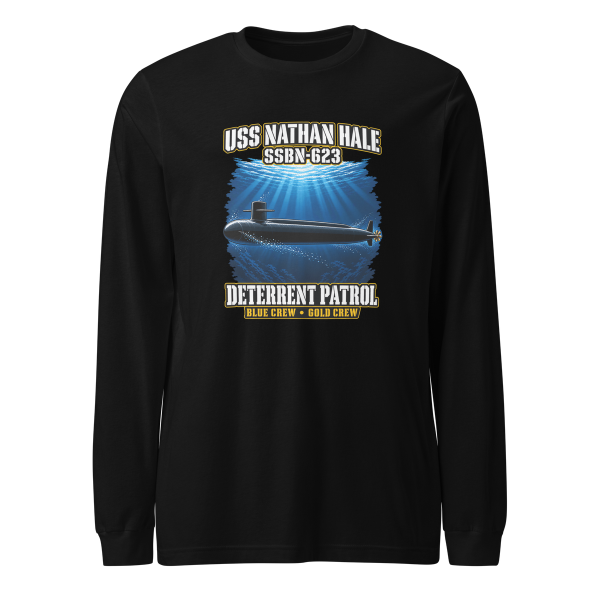USS Nathan Hale (SSBN-623) Deterrent Patrol Long Sleeve Shirt - Deep Water