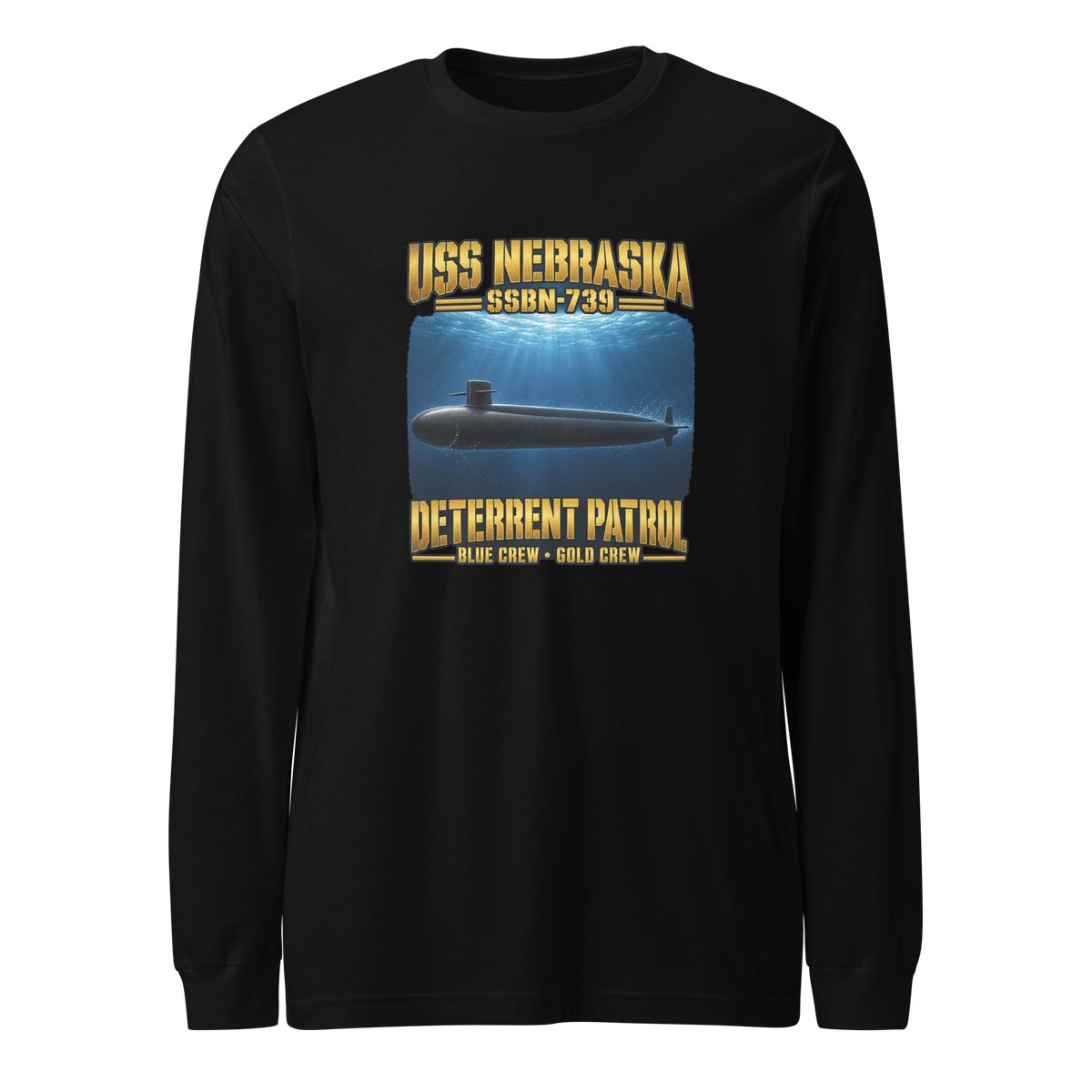 USS Nebraska (SSBN-739) Deterrent Patrol Long Sleeve Shirt - Deep Water