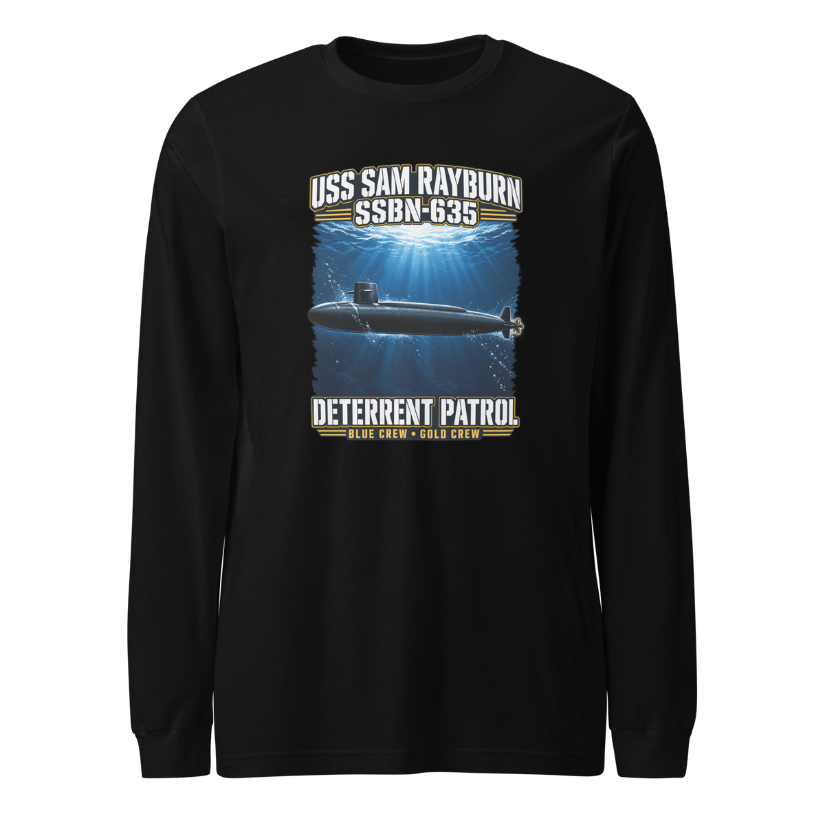 USS Sam Rayburn (SSBN-635) Deterrent Patrol Long Sleeve Shirt - Deep Water