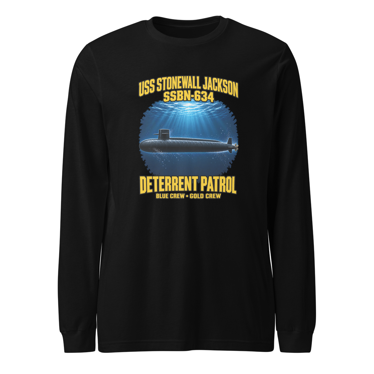 USS Stonewall Jackson (SSBN-634) Deterrent Patrol Long Sleeve Shirt - Deep Water
