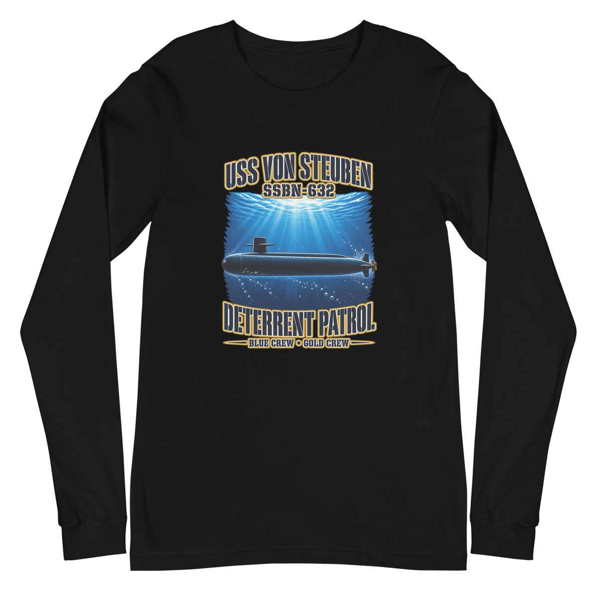 USS Von Steuben (SSBN-632) Deterrent Patrol Long Sleeve Shirt - Deep Water
