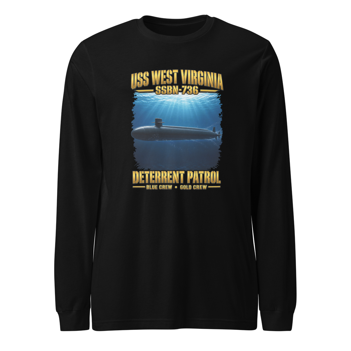 USS West Virginia (SSBN-736) Deterrent Patrol Long Sleeve Shirt - Deep Water