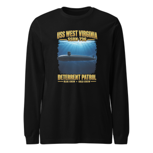 USS West Virginia (SSBN-736) Deterrent Patrol Long Sleeve Shirt - Deep Water