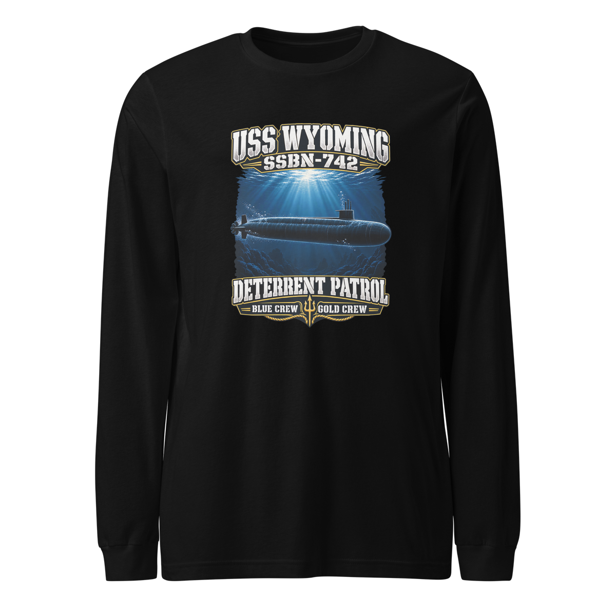 USS Wyoming (SSBN-742) Deterrent Patrol Long Sleeve Shirt - Deep Water