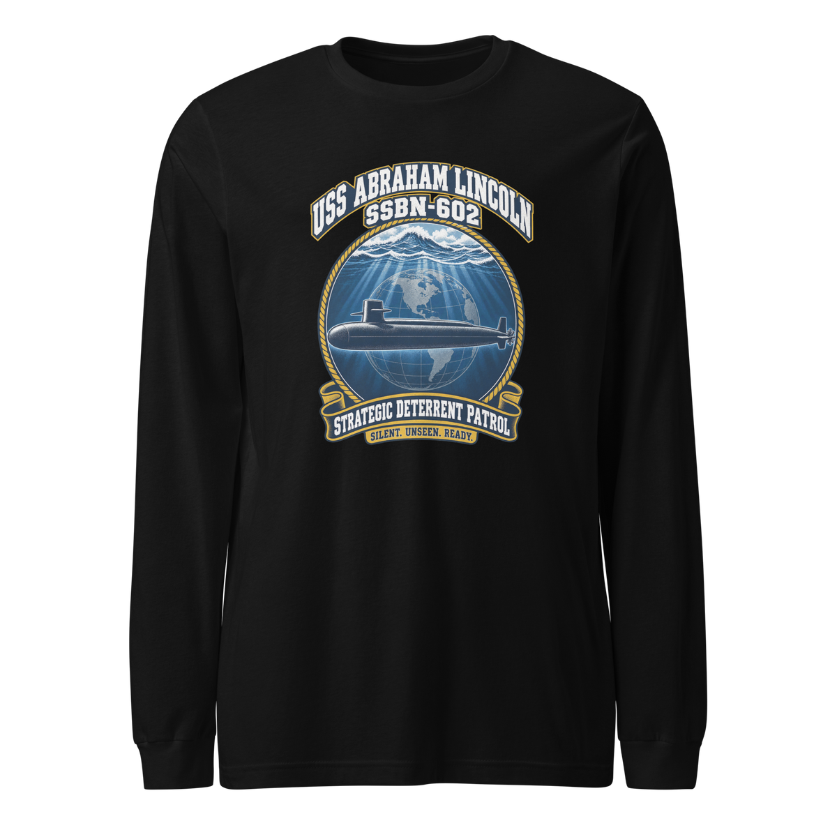 USS Abraham Lincoln (SSBN-602) Deterrent Patrol Long Sleeve Shirt - Emblem