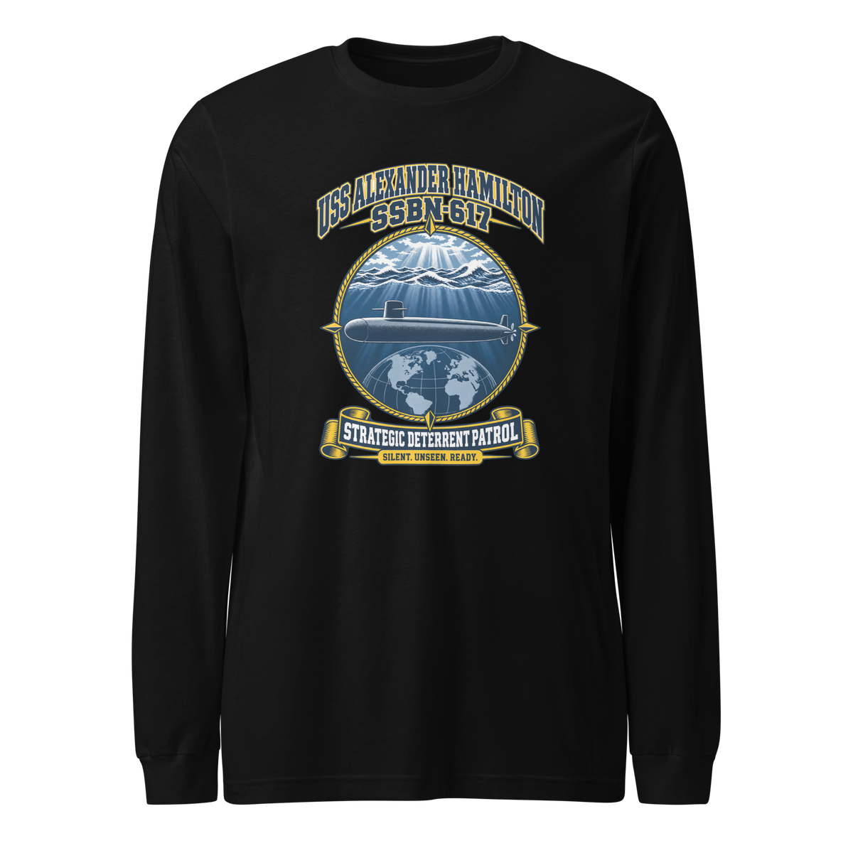 USS Alexander Hamilton (SSBN-617) Deterrent Patrol Long Sleeve Shirt - Emblem