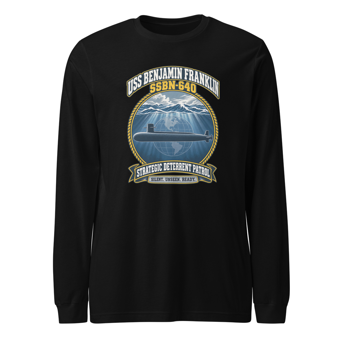 USS Benjamin Franklin (SSBN-640) Deterrent Patrol Long Sleeve Shirt - Emblem