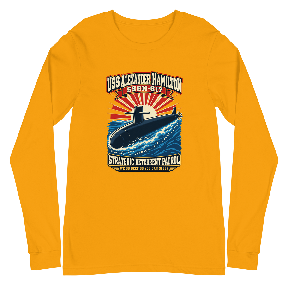 USS Alexander Hamilton (SSBN-617) Deterrent Patrol Long Sleeve Shirt - Retro