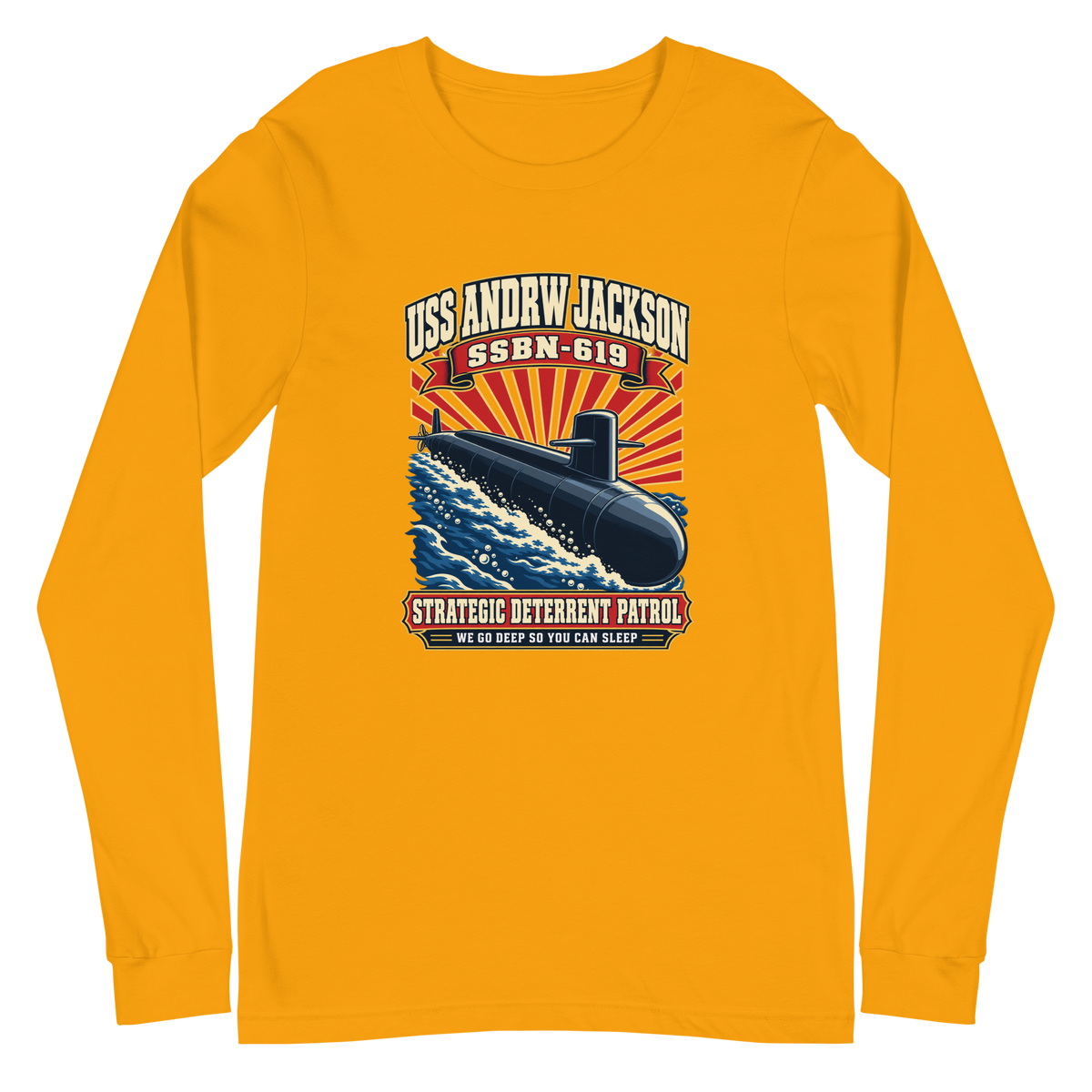 USS Andrew Jackson (SSBN-619) Deterrent Patrol Long Sleeve Shirt - Retro