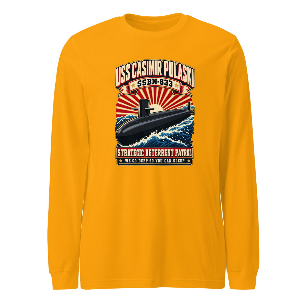 USS Casimir Pulaski (SSBN-633) Deterrent Patrol Long Sleeve Shirt - Retro