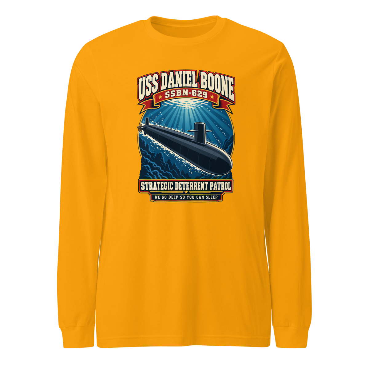 USS Daniel Boone (SSBN-629) Deterrent Patrol Long Sleeve Shirt - Retro