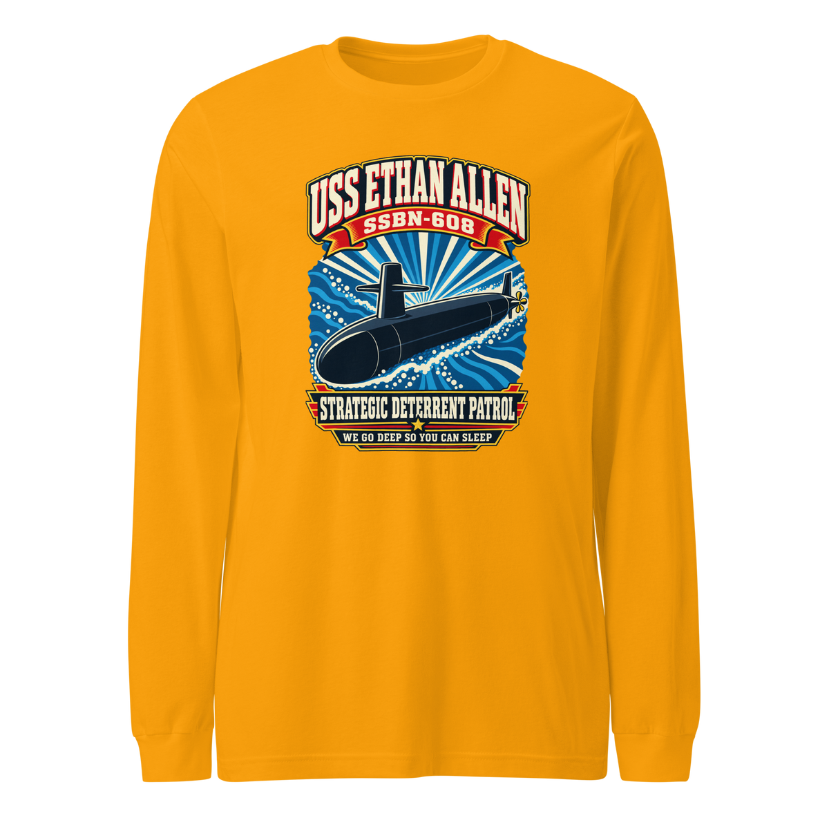 USS Ethan Allen (SSBN-608) Deterrent Patrol Long Sleeve Shirt - Retro