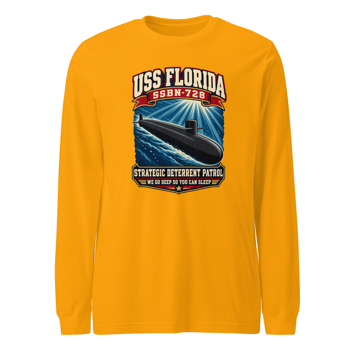USS Florida (SSBN-728) Deterrent Patrol Long Sleeve Shirt - Retro