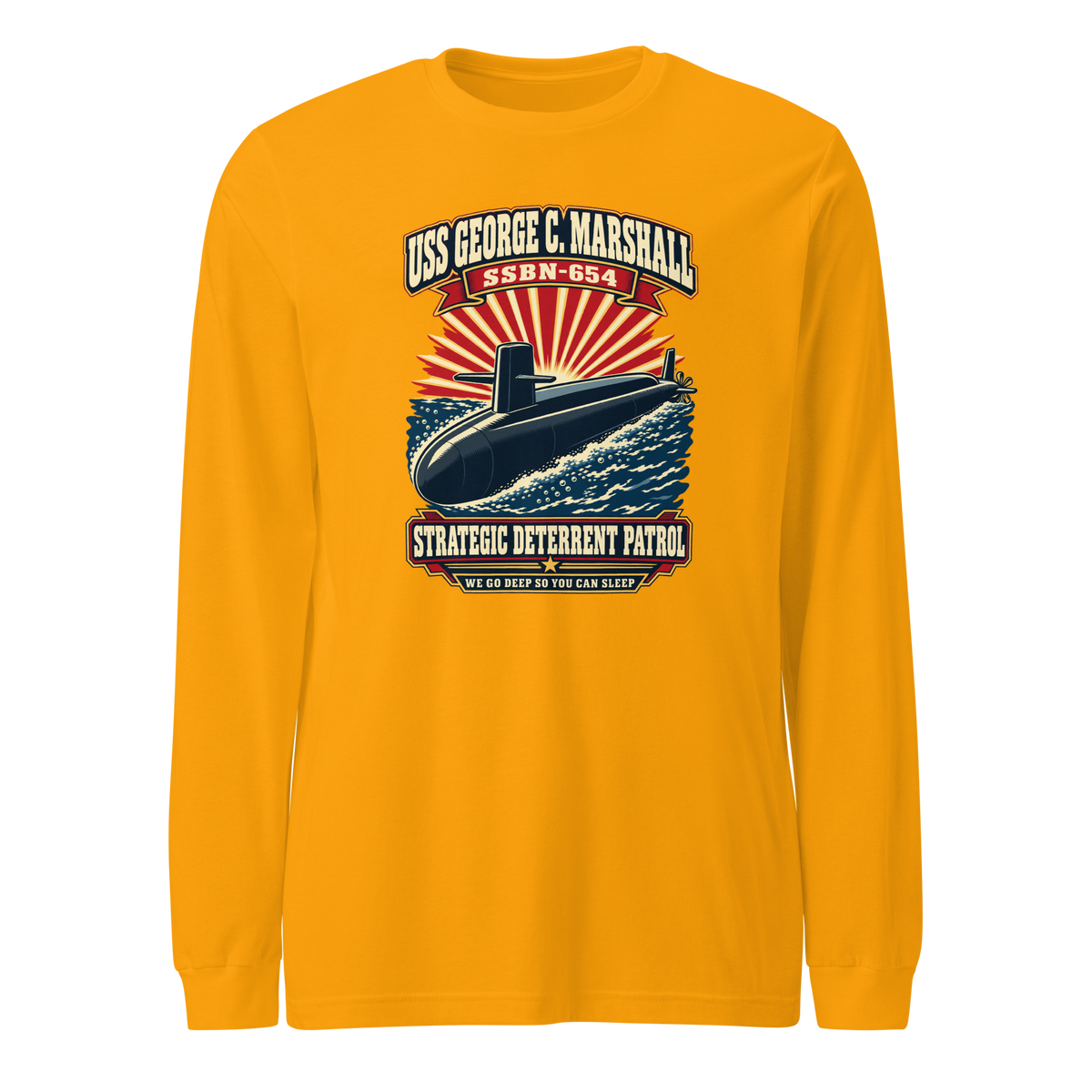 USS George C. Marshall (SSBN-654) Deterrent Patrol Long Sleeve Shirt - Retro