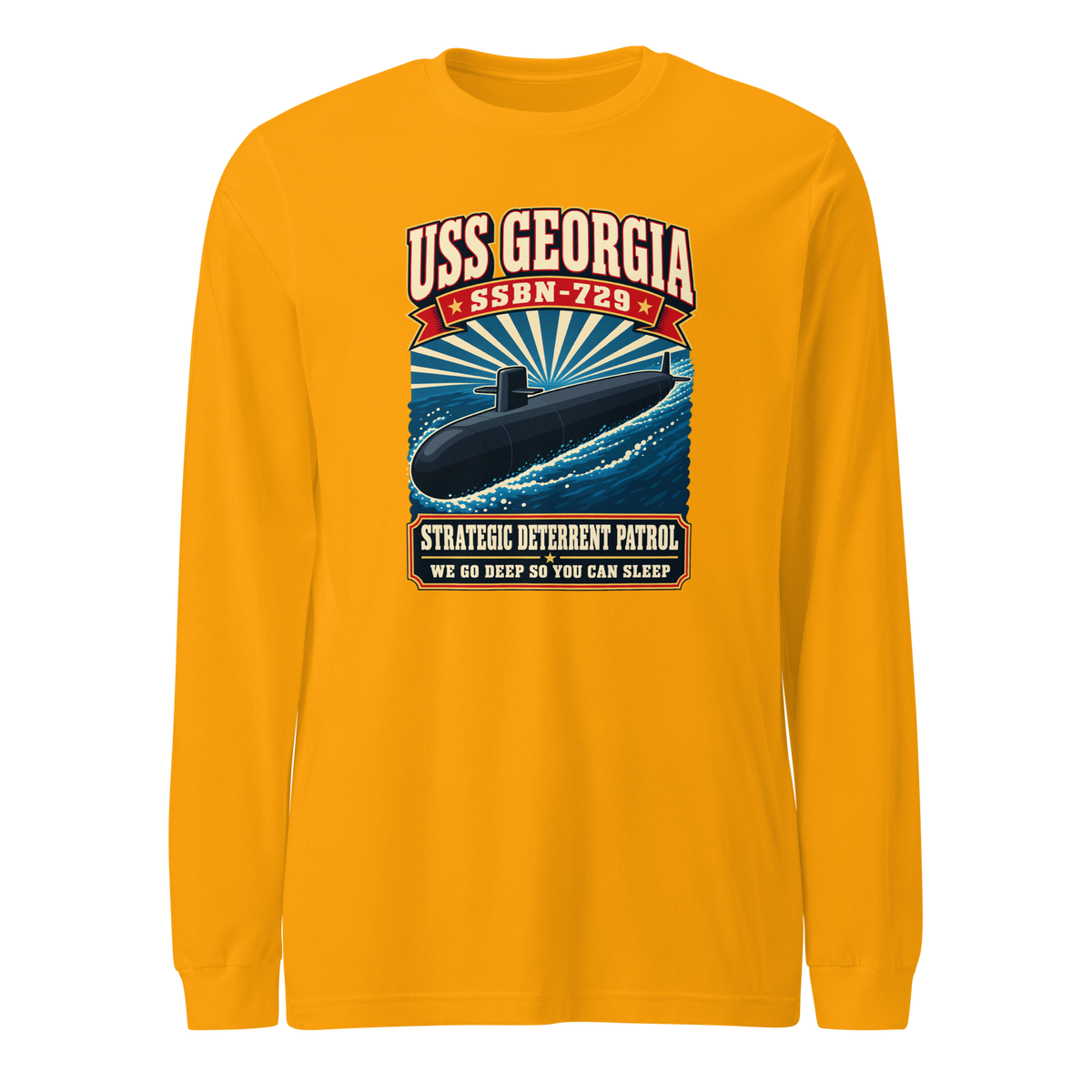 USS Georgia (SSBN-729) Deterrent Patrol Long Sleeve Shirt - Retro