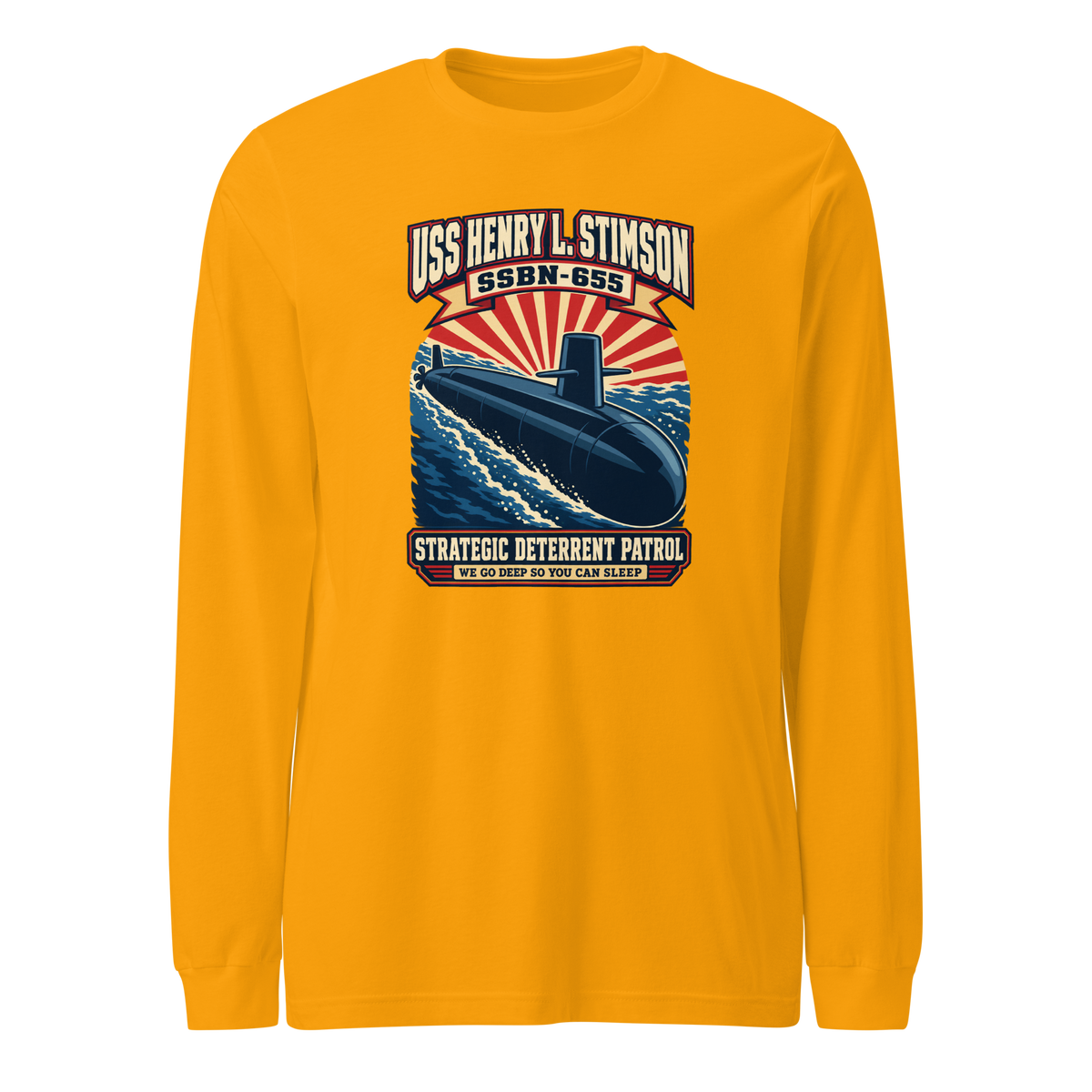 USS Henry L. Stimson (SSBN-655) Deterrent Patrol Long Sleeve Shirt - Retro