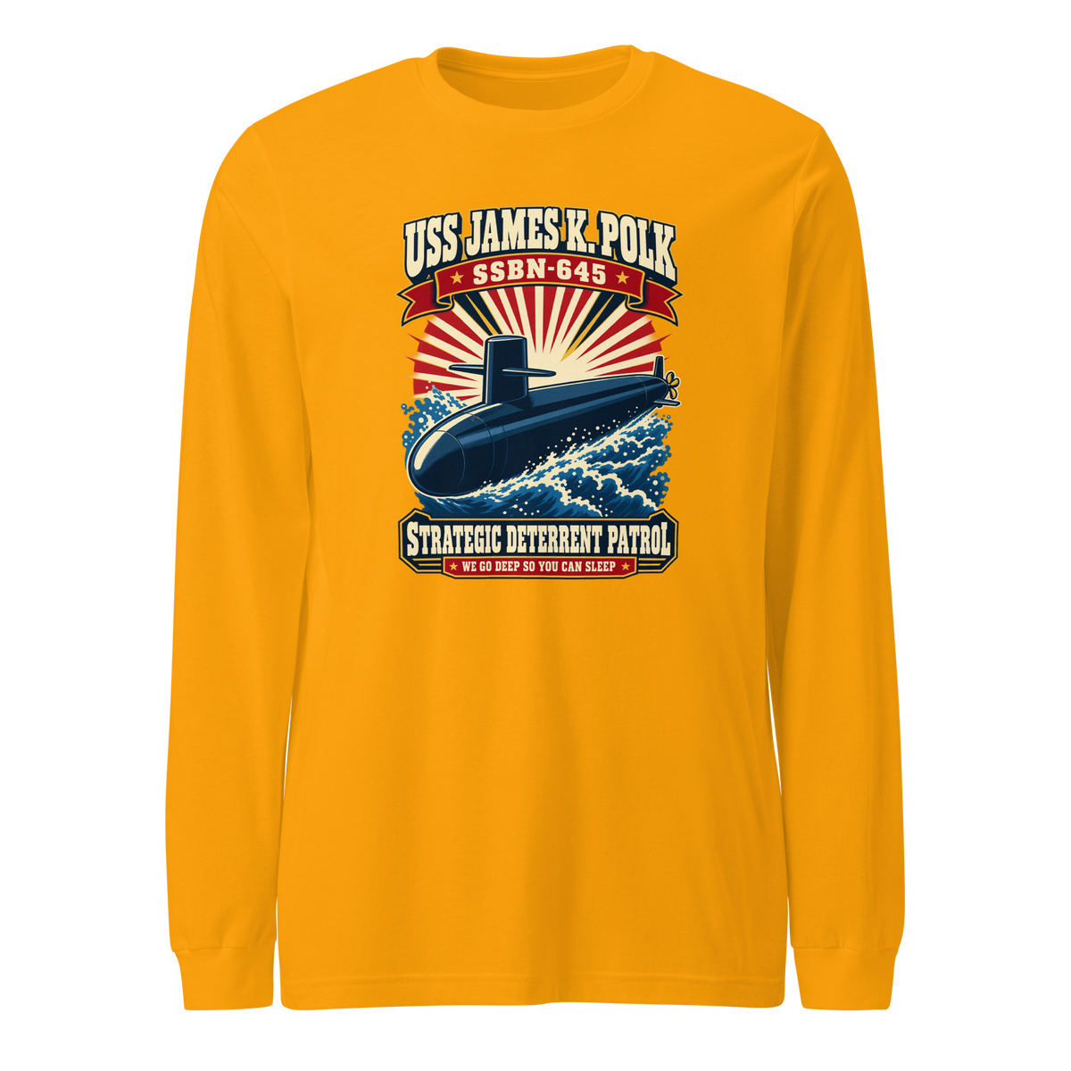 USS James K. Polk (SSBN-645) Deterrent Patrol Long Sleeve Shirt - Retro