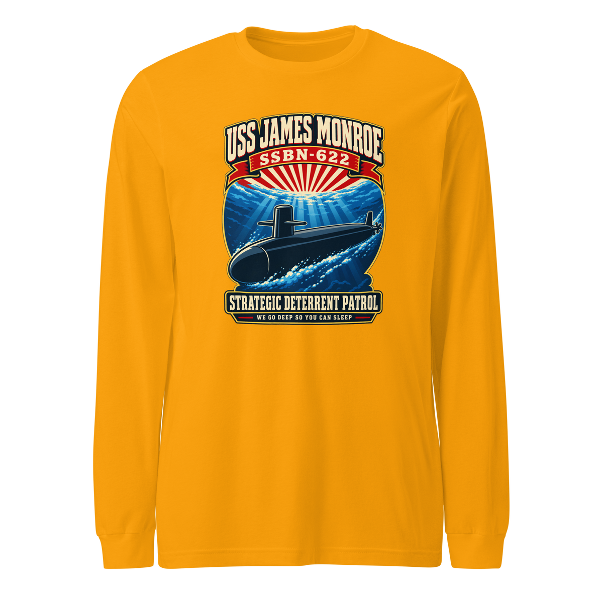 USS James Monroe (SSBN-622) Deterrent Patrol Long Sleeve Shirt - Retro