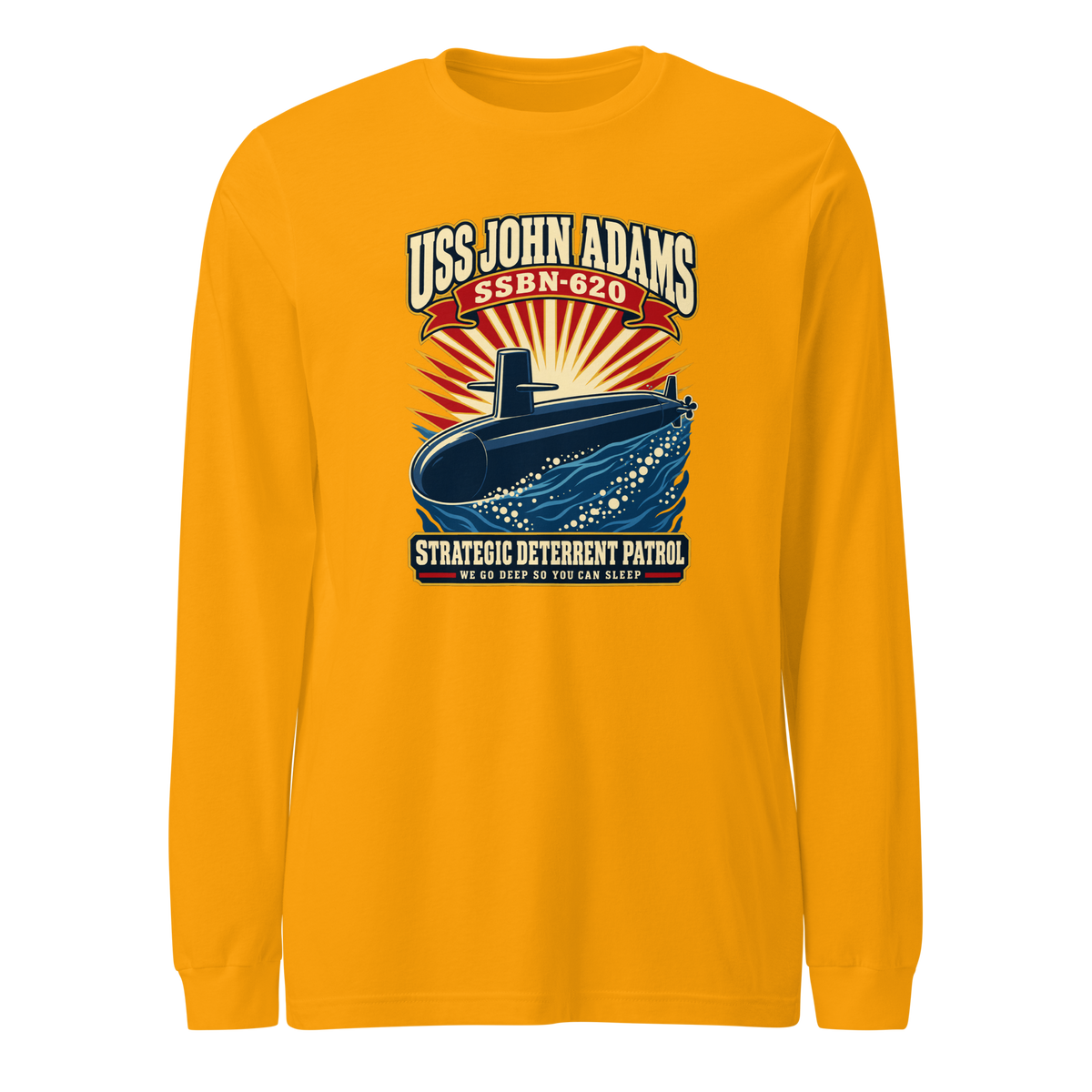 USS John Adams (SSBN-620) Deterrent Patrol Long Sleeve Shirt - Retro