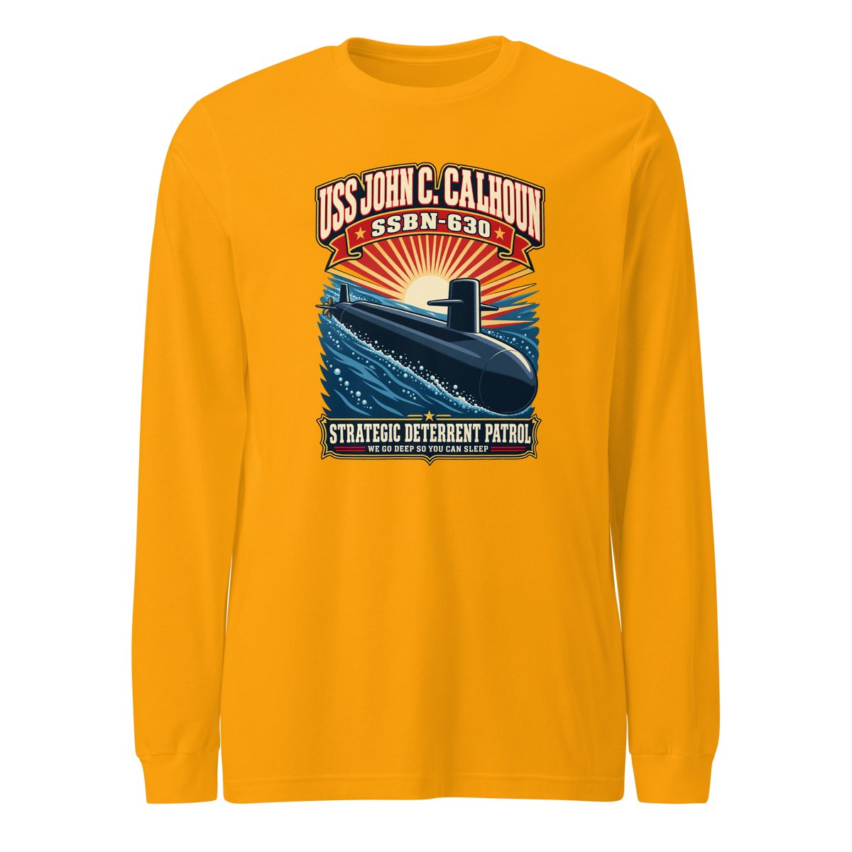 USS John C. Calhoun (SSBN-630) Deterrent Patrol Long Sleeve Shirt - Retro