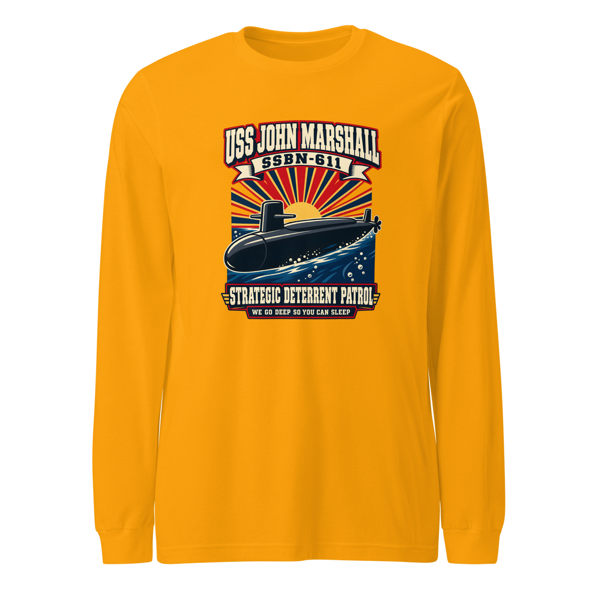 USS John Marshall (SSBN-611) Deterrent Patrol Long Sleeve Shirt - Retro