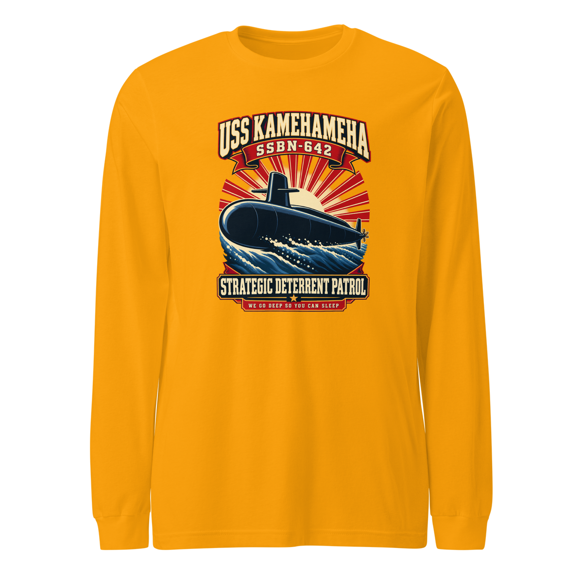 USS Kamehameha (SSBN-642) Deterrent Patrol Long Sleeve Shirt - Retro