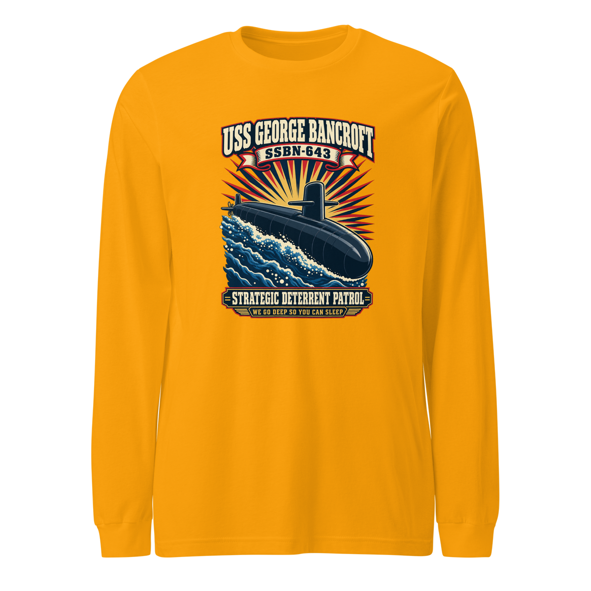 USS George Bancroft (SSBN-643) Deterrent Patrol Long Sleeve Shirt - Retro