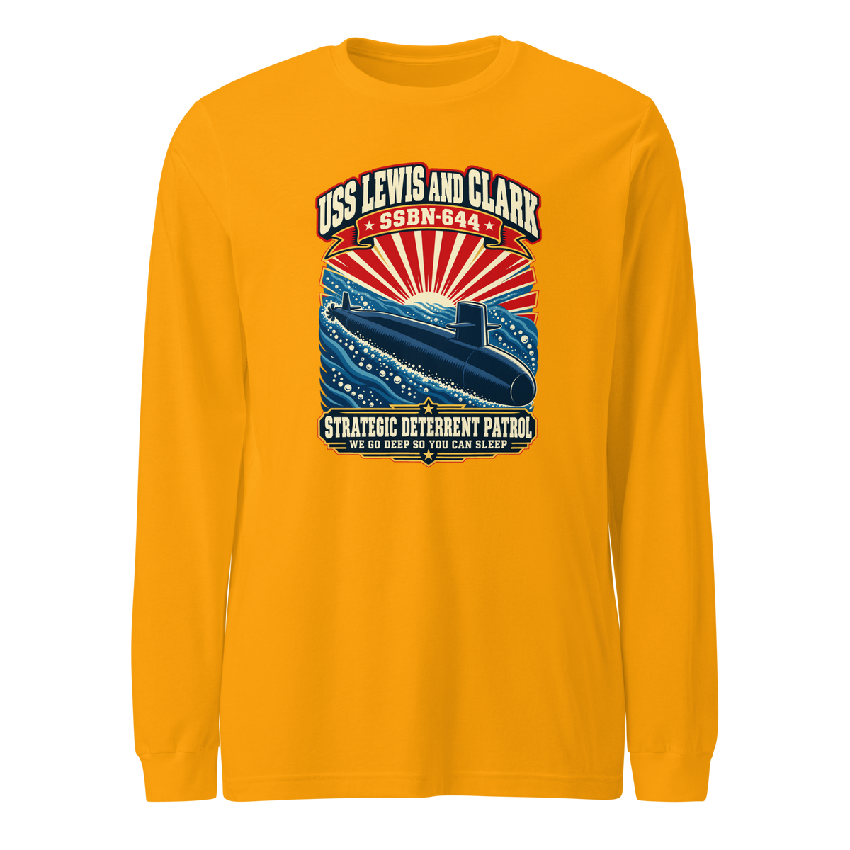 USS Lewis and Clark (SSBN-644) Deterrent Patrol Long Sleeve Shirt - Retro