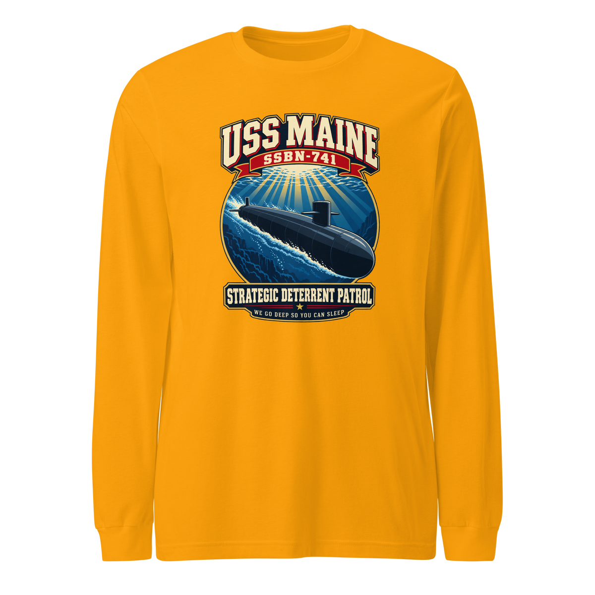 USS Maine (SSBN-741) Deterrent Patrol Long Sleeve Shirt - Retro
