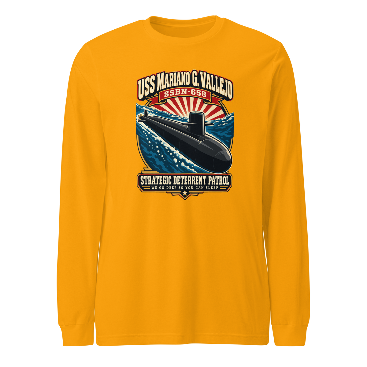 USS Mariano G. Vallejo (SSBN-658) Deterrent Patrol Long Sleeve Shirt - Retro