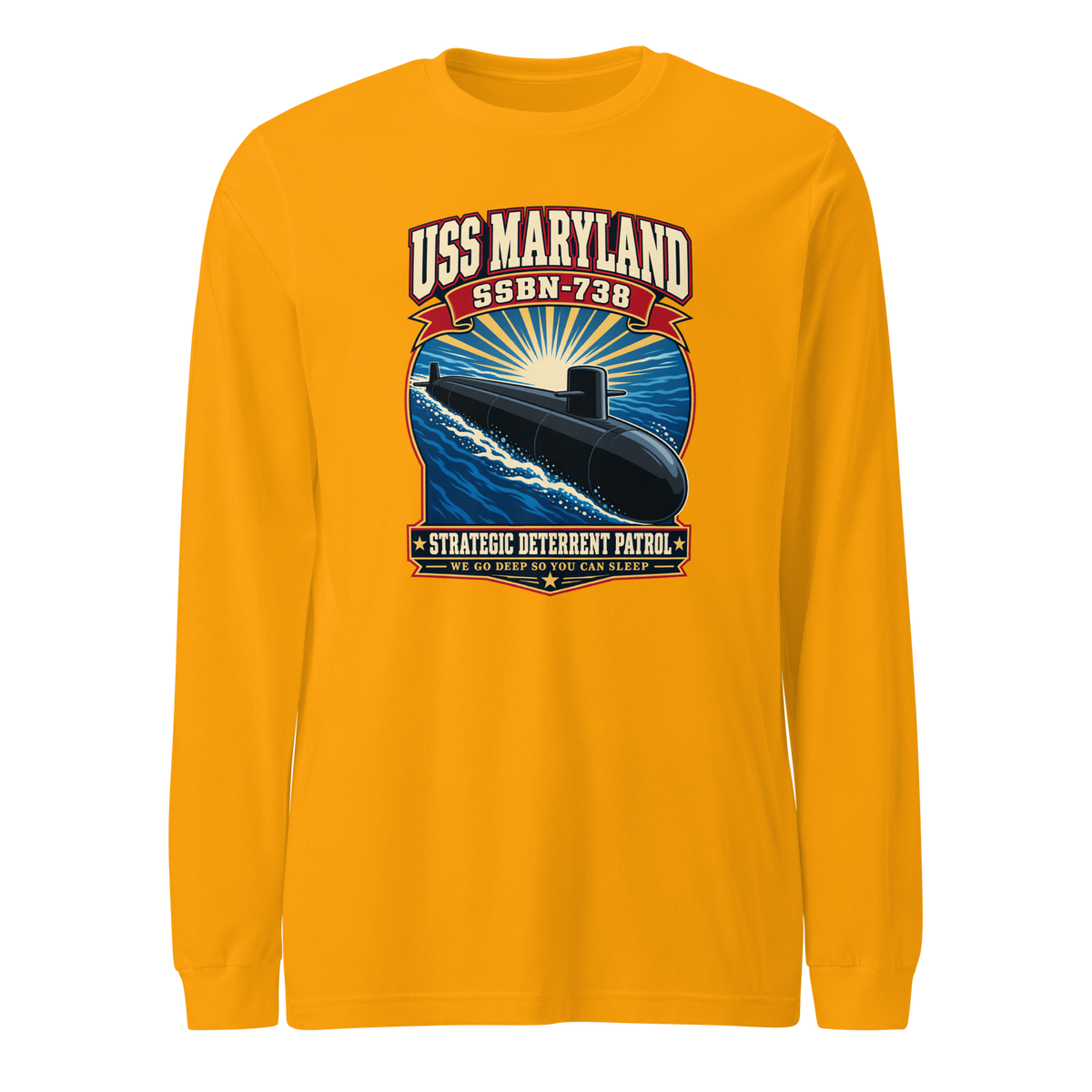 USS Maryland (SSBN-738) Deterrent Patrol Long Sleeve Shirt - Retro