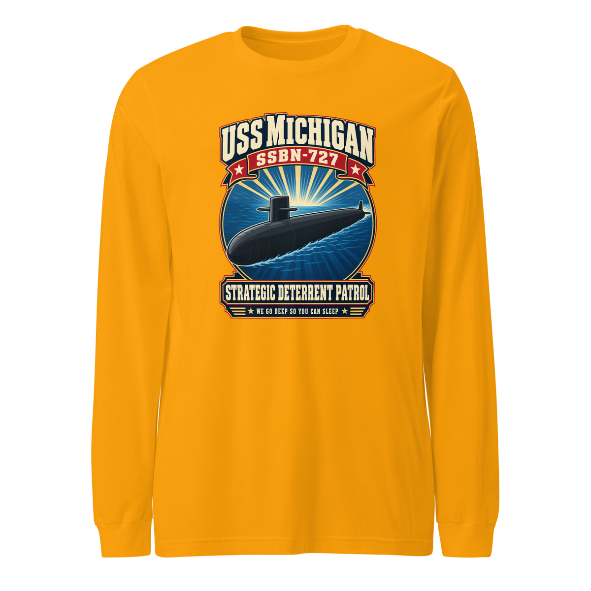 USS Michigan (SSBN-727) Deterrent Patrol Long Sleeve Shirt - Retro