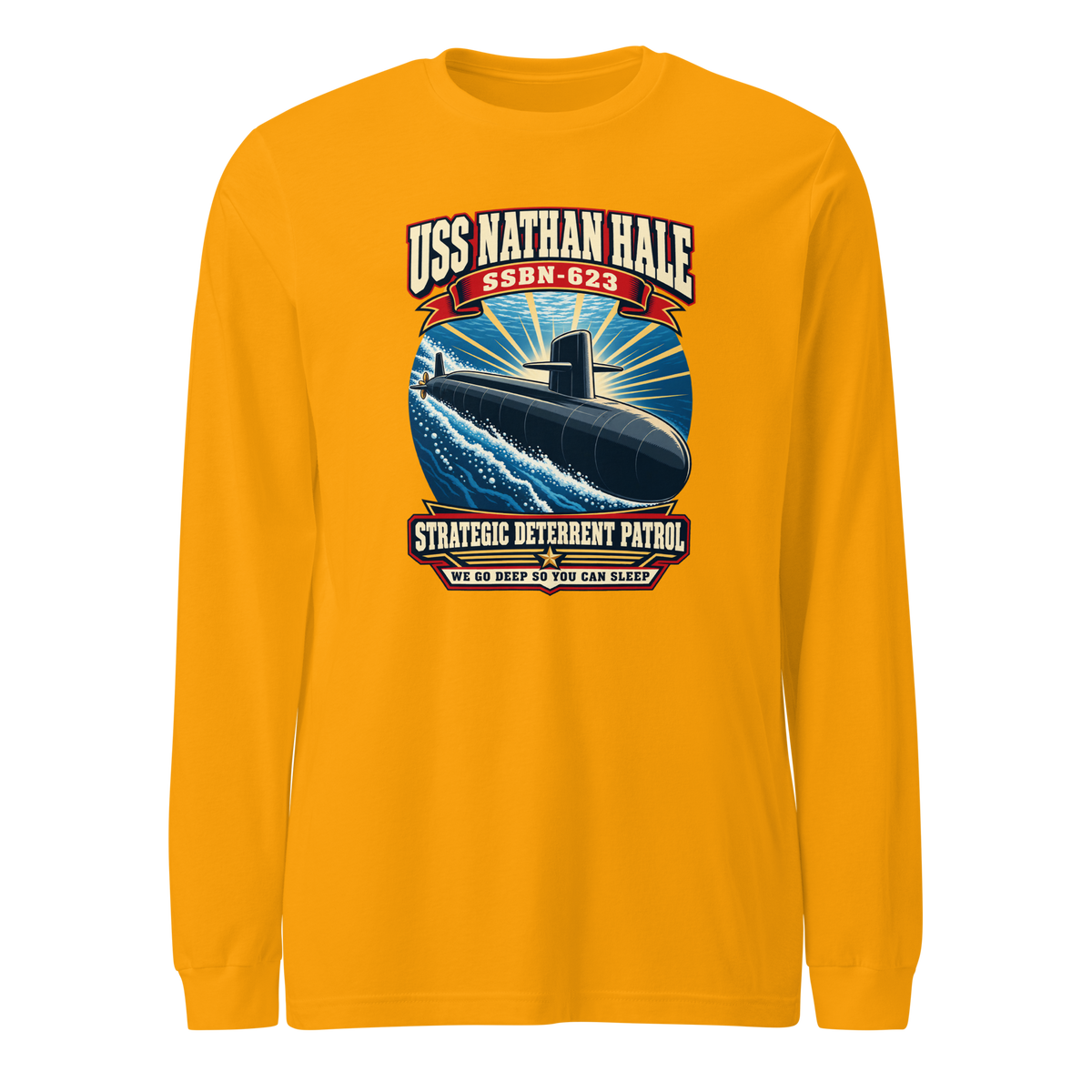 USS Nathan Hale (SSBN-623) Deterrent Patrol Long Sleeve Shirt - Retro