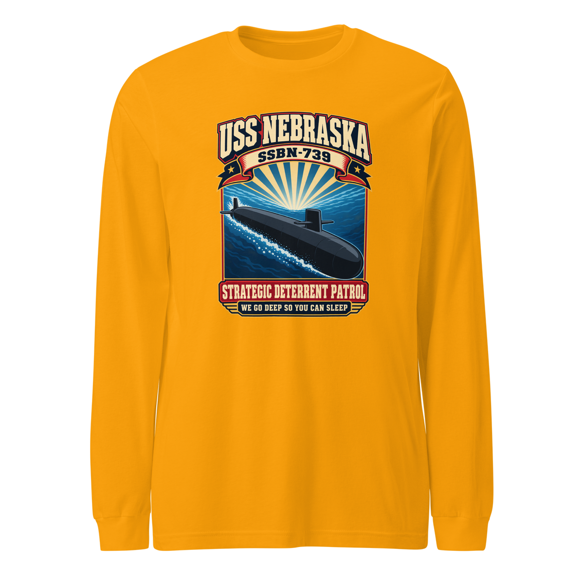 USS Nebraska (SSBN-739) Deterrent Patrol Long Sleeve Shirt - Retro