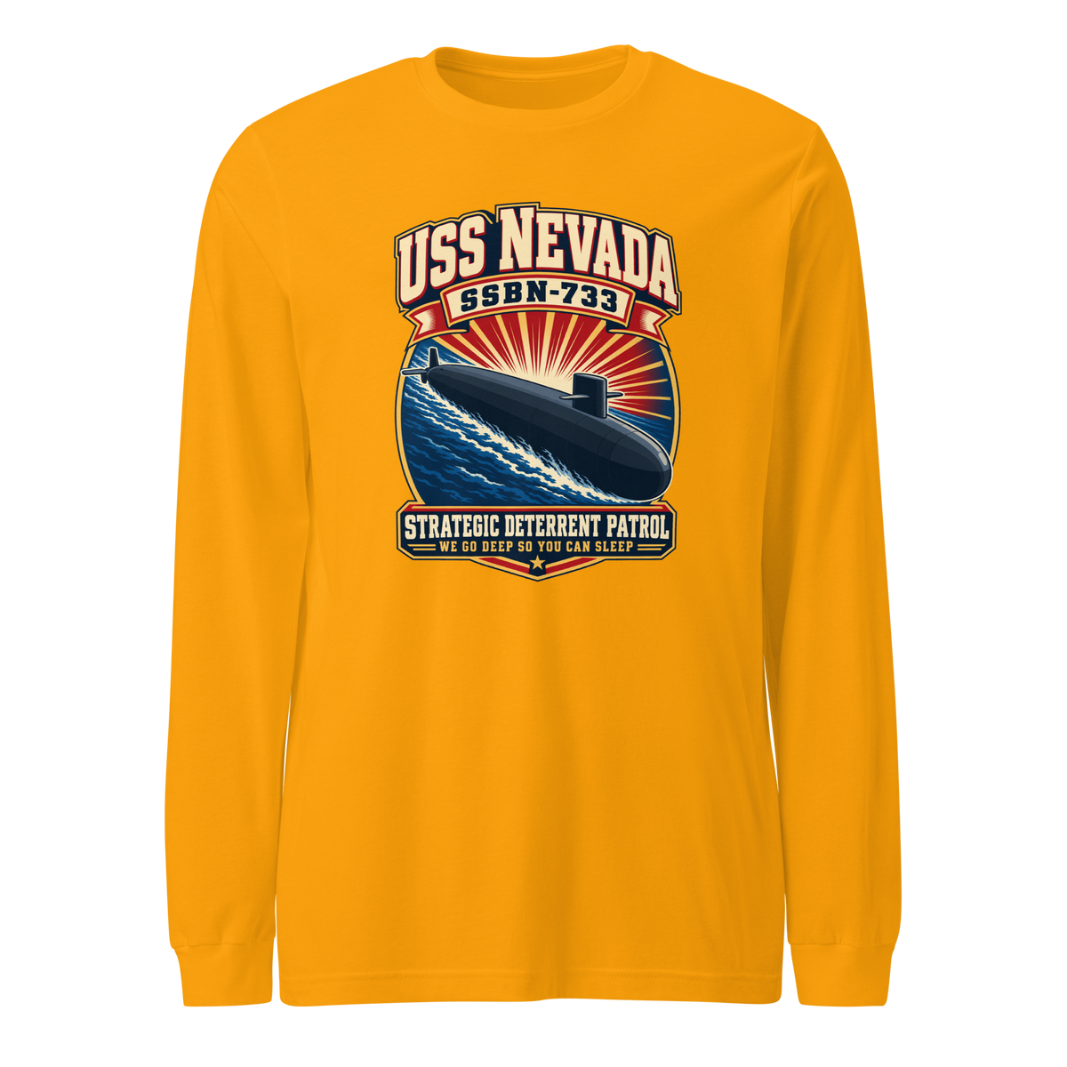 USS Nevada (SSBN-733) Deterrent Patrol Long Sleeve Shirt - Retro
