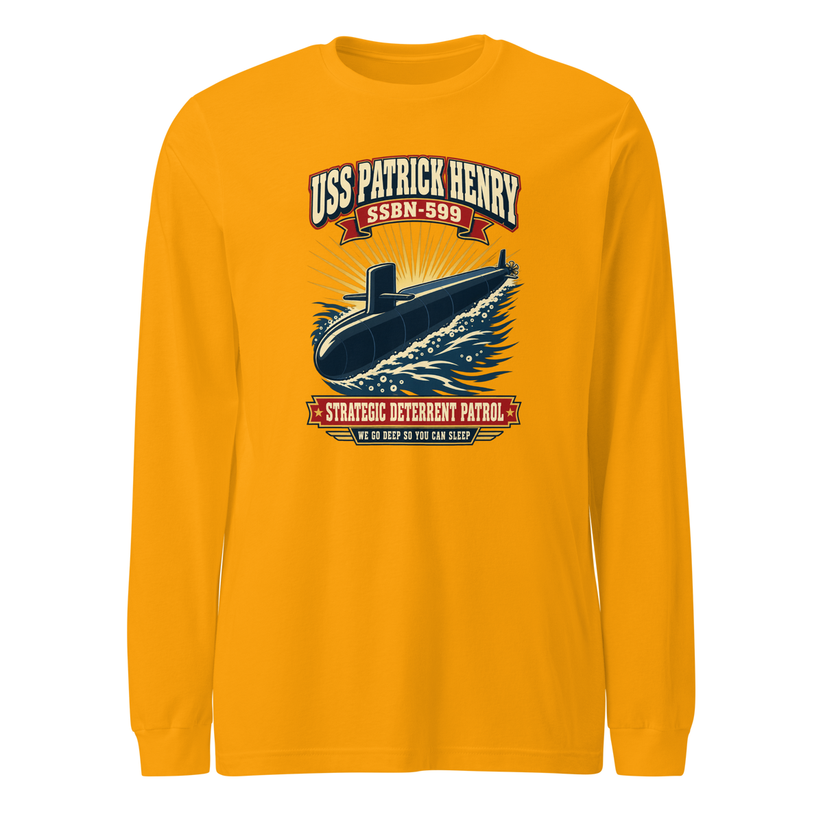 USS Patrick Henry (SSBN-599) Deterrent Patrol Long Sleeve Shirt - Retro