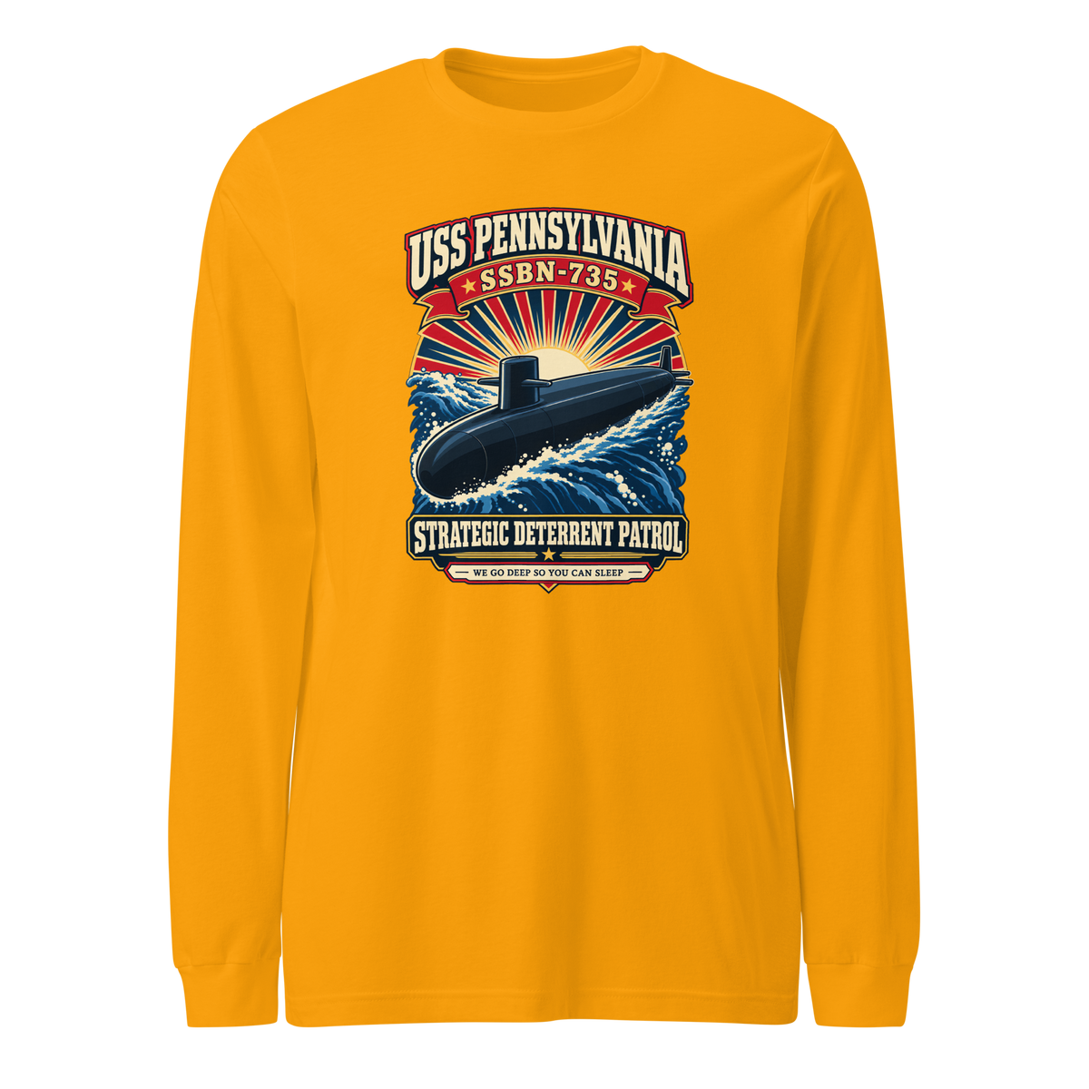 USS Pennsylvania (SSBN-735) Deterrent Patrol Long Sleeve Shirt - Retro