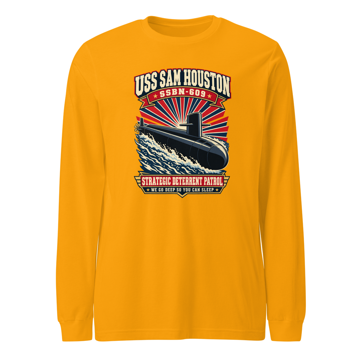 USS Sam Houston (SSBN-609) Deterrent Patrol Long Sleeve Shirt - Retro