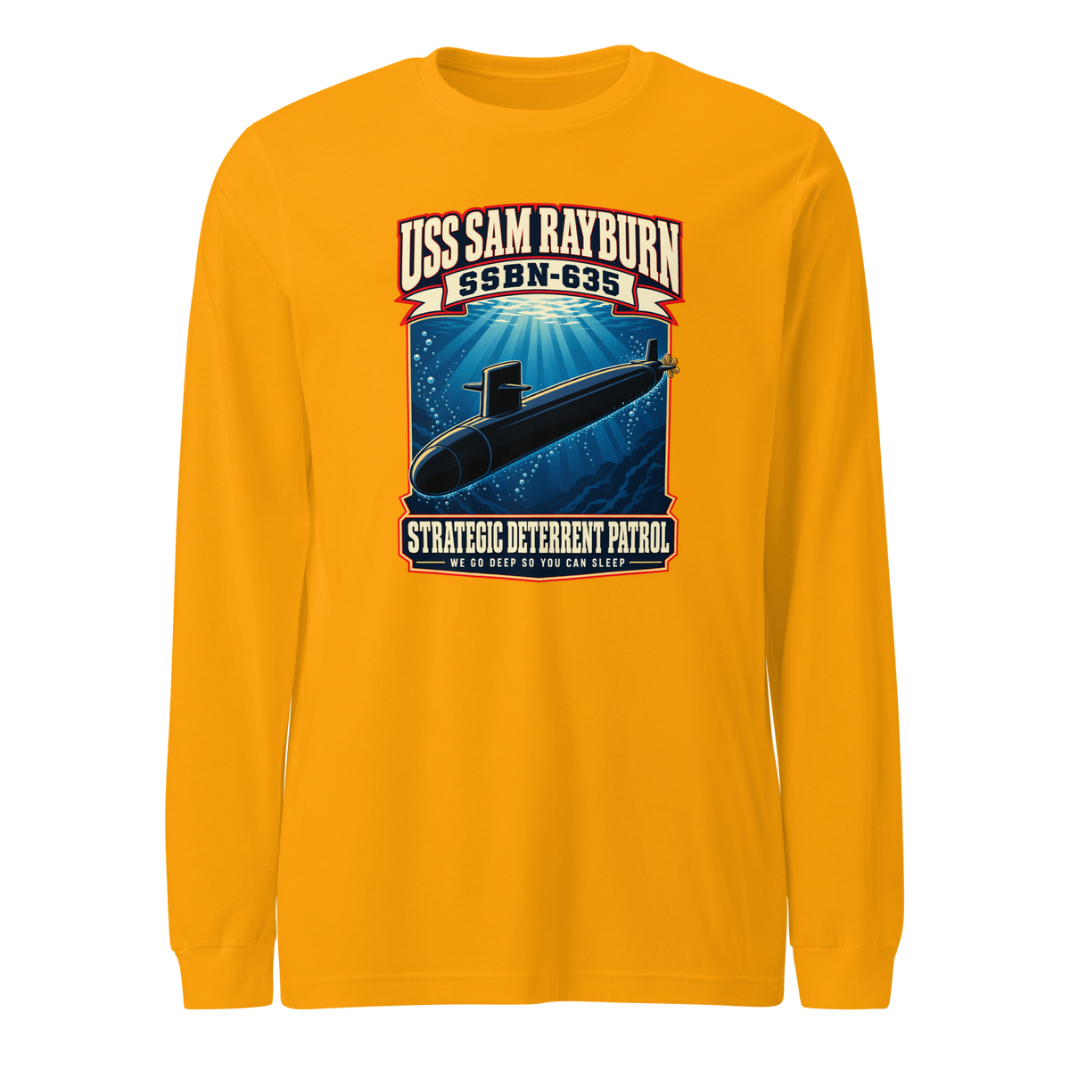 USS Sam Rayburn (SSBN-635) Deterrent Patrol Long Sleeve Shirt - Retro