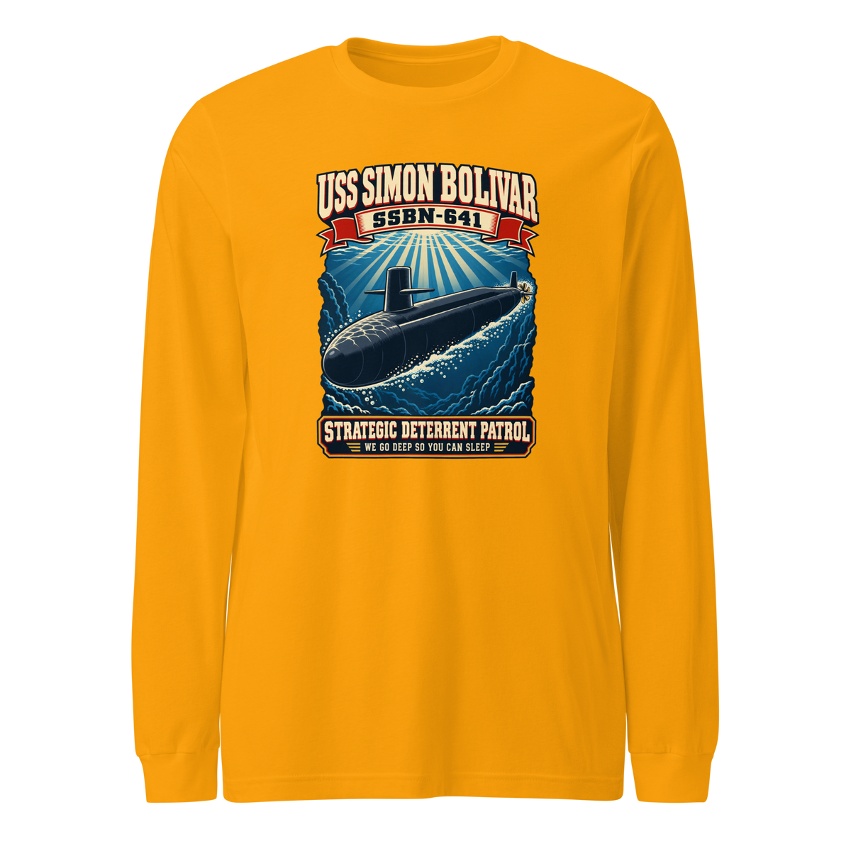 USS Simon Bolivar (SSBN-641) Deterrent Patrol Long Sleeve Shirt - Retro