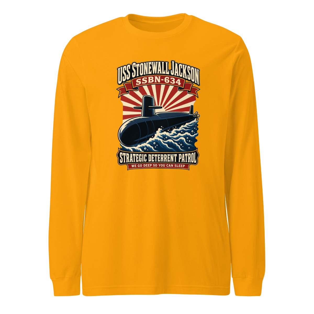 USS Stonewall Jackson (SSBN-634) Deterrent Patrol Long Sleeve Shirt - Retro