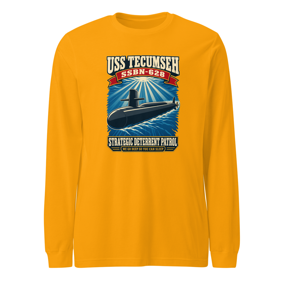 USS Tecumseh (SSBN-628) Deterrent Patrol Long Sleeve Shirt - Retro