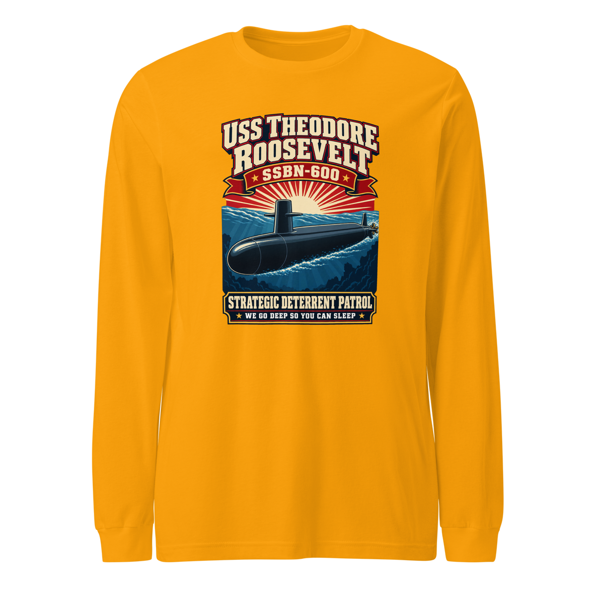 USS Theodore Roosevelt (SSBN-600) Deterrent Patrol Long Sleeve Shirt - Retro
