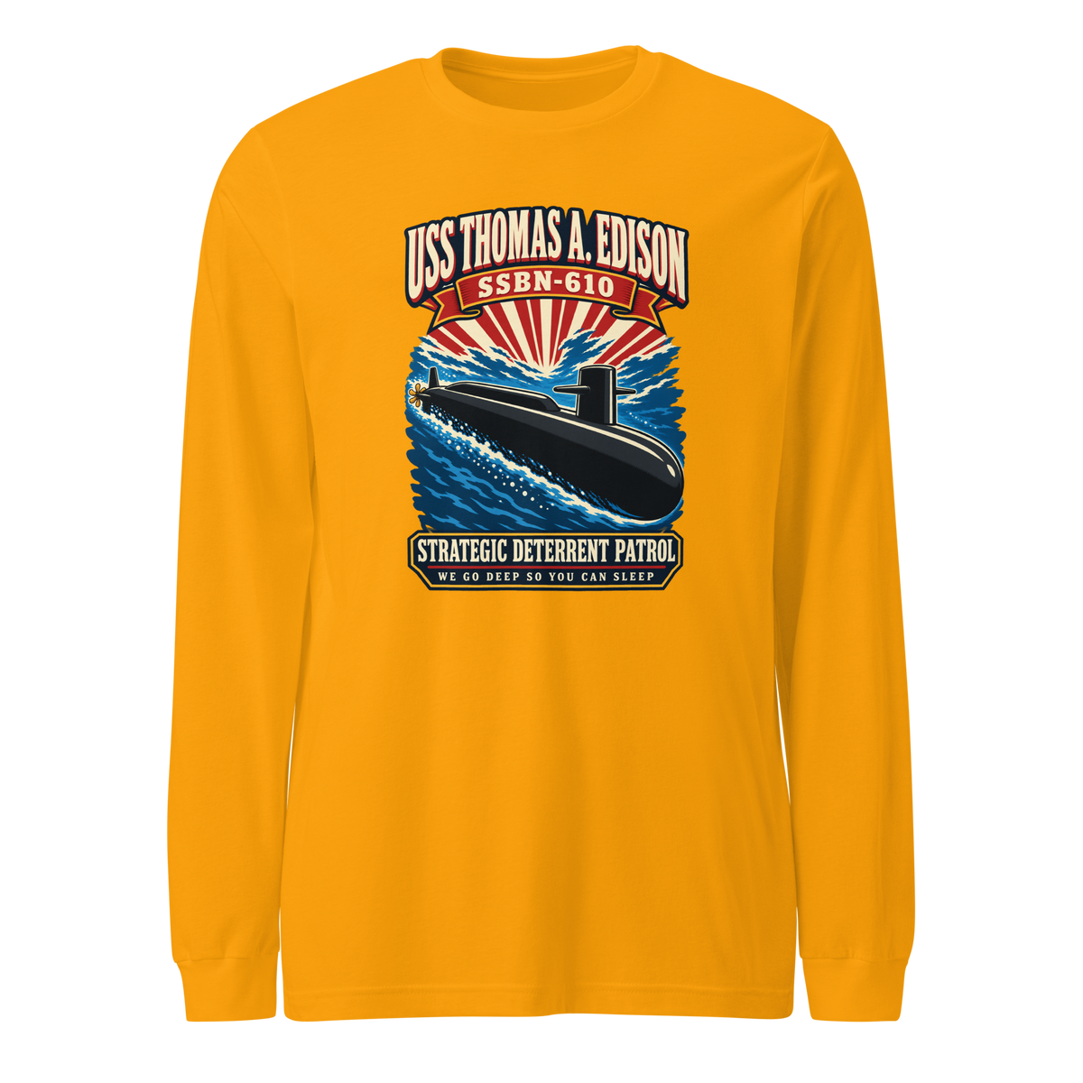 USS Thomas A. Edison (SSBN-610) Deterrent Patrol Long Sleeve Shirt - Retro