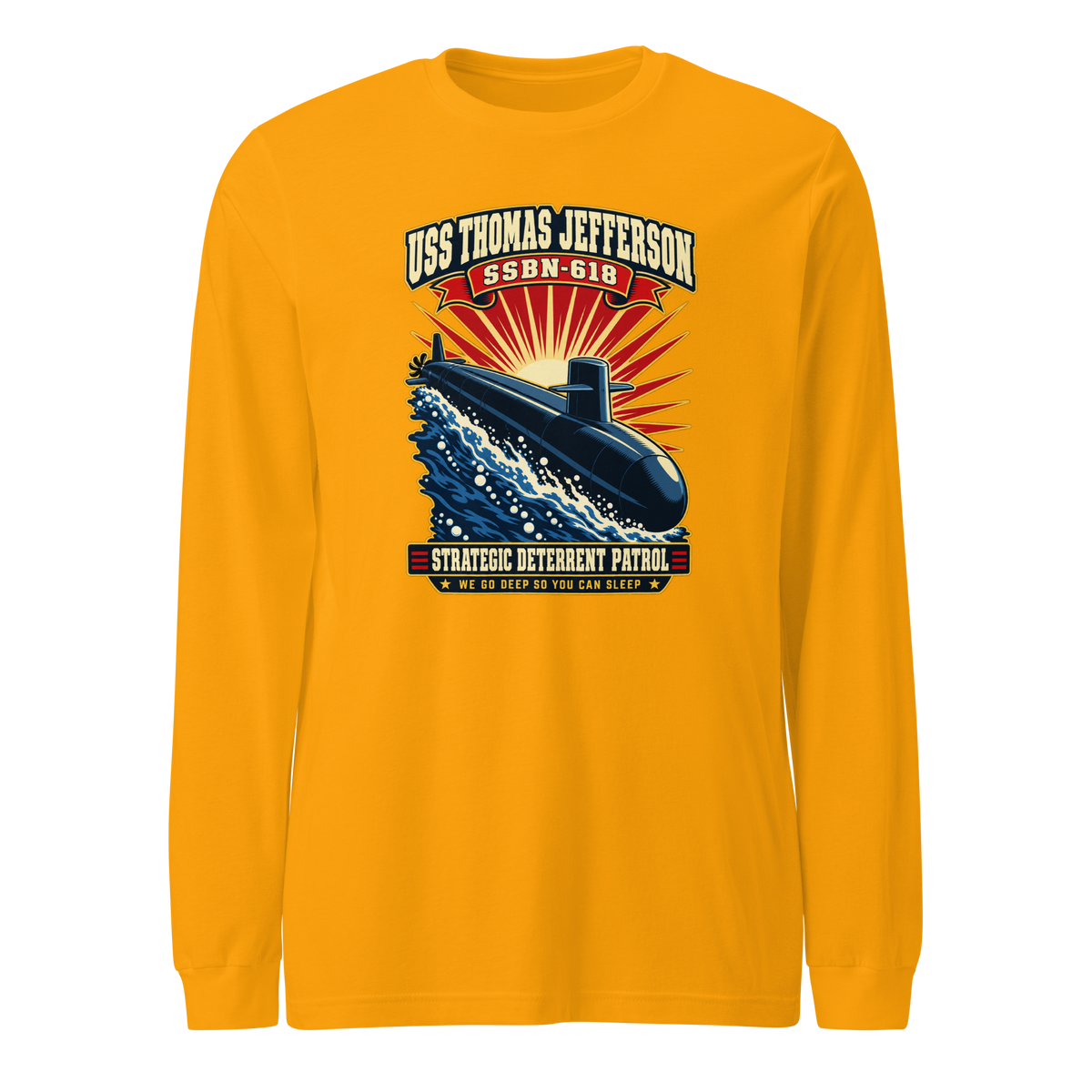 USS Thomas Jefferson (SSBN-618) Deterrent Patrol Long Sleeve Shirt - Retro