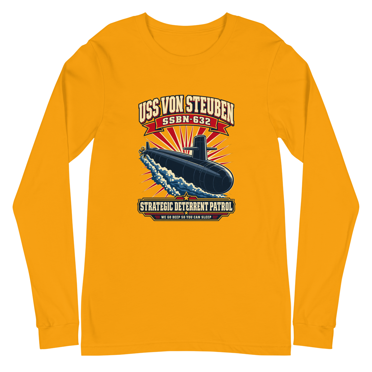 USS Von Steuben (SSBN-632) Deterrent Patrol Long Sleeve Shirt - Retro