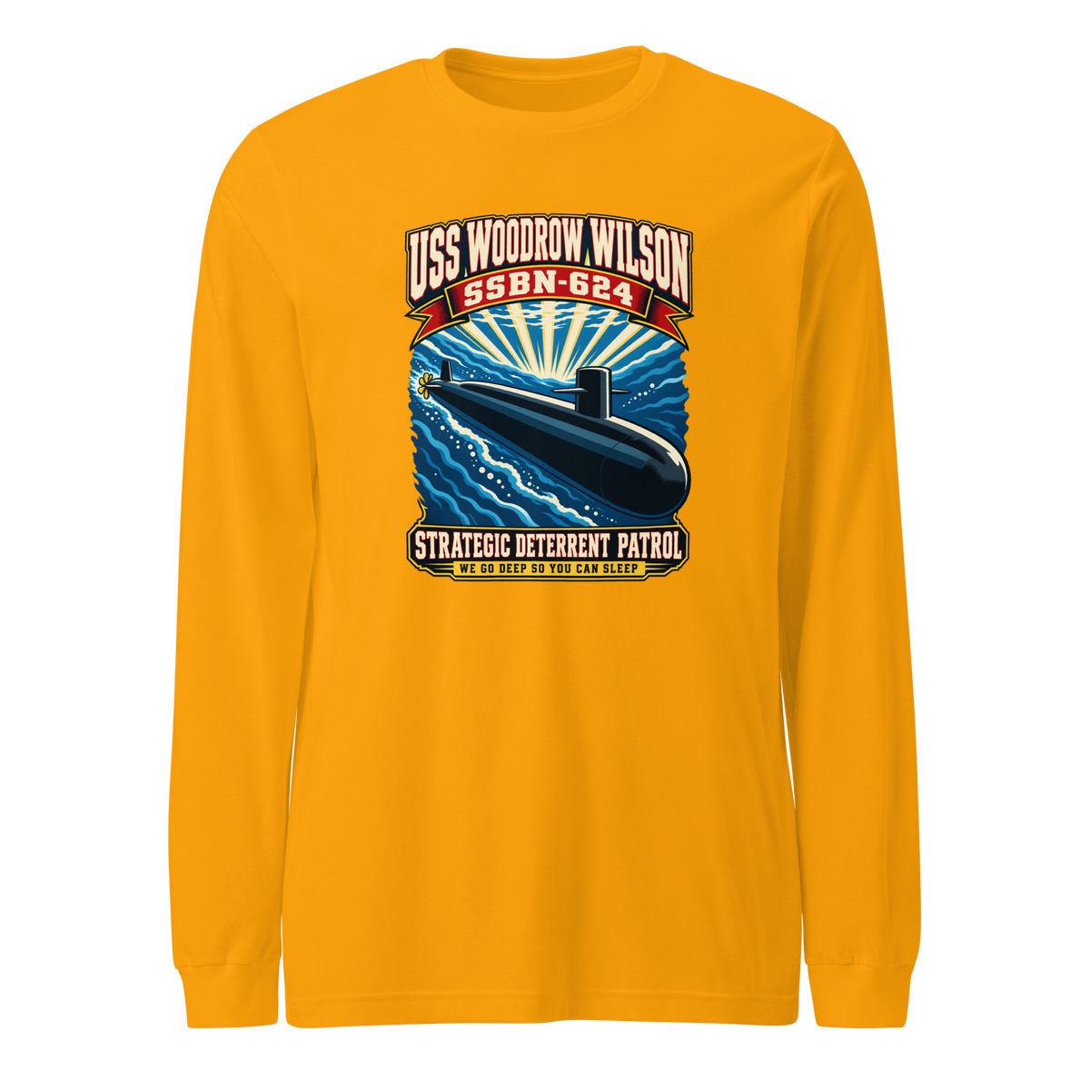 USS Woodrow Wilson (SSBN-624) Deterrent Patrol Long Sleeve Shirt - Retro