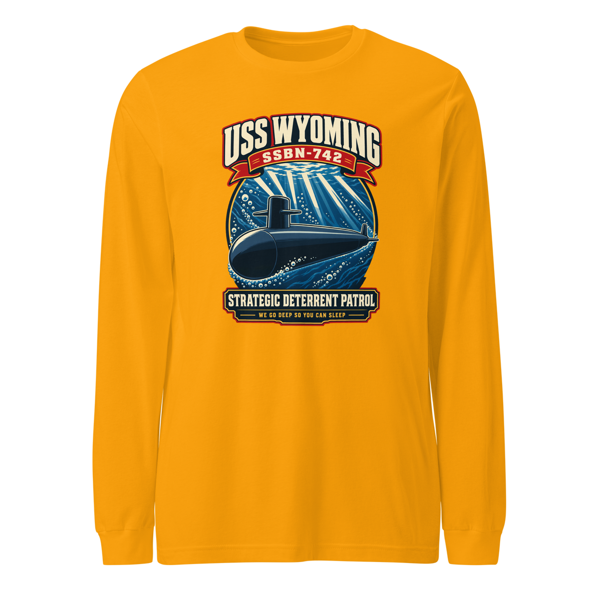 USS Wyoming (SSBN-742) Deterrent Patrol Long Sleeve Shirt - Retro