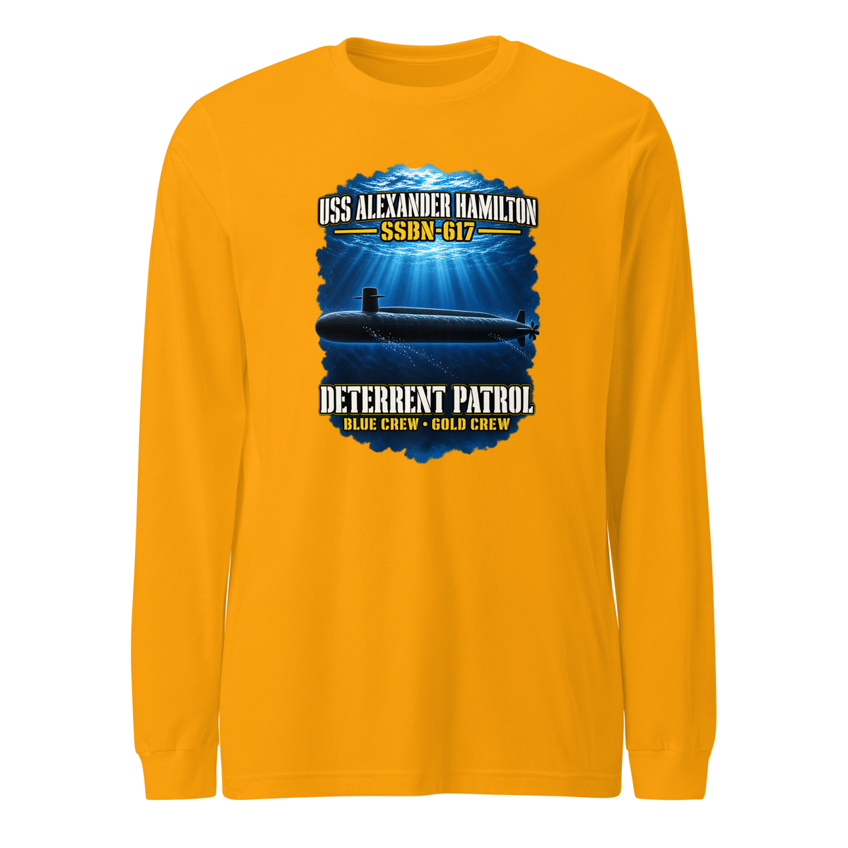 USS Alexander Hamilton (SSBN-617) Deterrent Patrol Long Sleeve Shirt - Deep Water