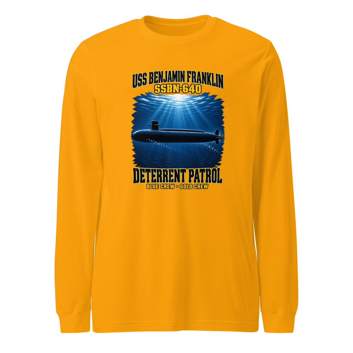 USS Benjamin Franklin (SSBN-640) Deterrent Patrol Long Sleeve Shirt - Deep Water